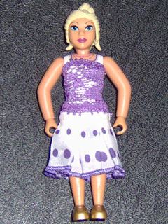 Belville Female - White Top with Purple Flower Neckline, Light Yellow Hair, Purple Sheath, White Skirt with Purple Dots