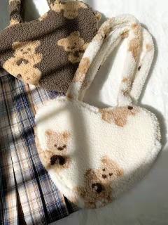 毛绒爱心包（棕色）-资料图
