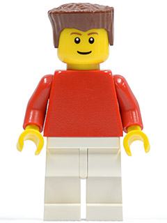 Plain Red Torso with Red Arms, White Legs, Reddish Brown Flat Top Hair (Soccer Player)