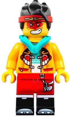 Monkie Kid - Bright Light Orange Jacket, Dark Turquoise Hood (Neutral / Angry with Red Splotch)