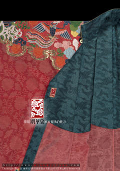莲蓬凤鸾云肩通袖妆花织金纱-资料图