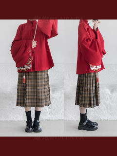 纯色汉服立领对襟琵琶袖短袄-资料图
