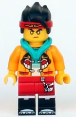 Monkie Kid - Bright Light Orange Jacket, Dark Turquoise Hood (Golden Eyes)