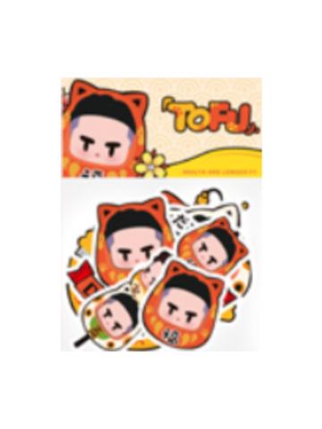 喵喵达摩异形贴纸