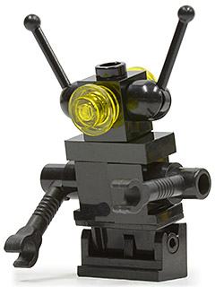 Classic Space Droid - Hinge Base, Black with Trans-Yellow Eyes (Bar through Torso)