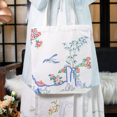 仿孔府花鸟印花帆布包-资料图