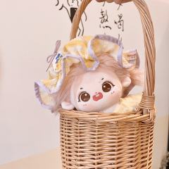 黄格纹花苞帽（双面）