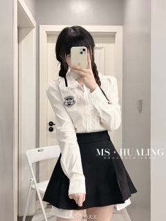 花边领衬衫箱褶裙套装-资料图
