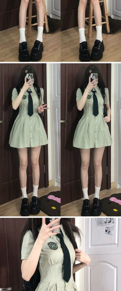 绿色条纹·衬衫裙-资料图
