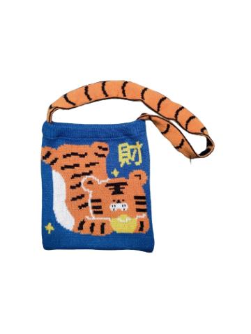 发财虎毛线针织挎包