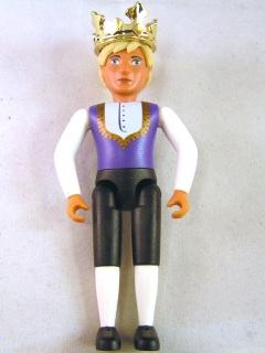 Belville Male - King - Black Pants, White Shirt, Dark Purple Vest with Gold Trim, Black Shoes, Light Yellow Hair, Crown