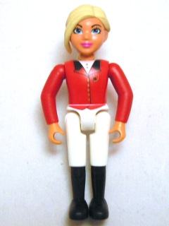 Belville Female - Horse Rider, White Shorts, Red Shirt, Light Yellow Hair Ponytail