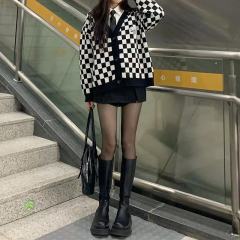 棋盘格开衫-资料图