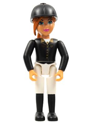 Belville Female - Horse Rider, White Shorts, Black Shirt with Gold Buttons and Collar, Black Boots, Dark Orange Ponytail, Riding Hat