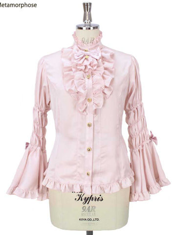  Princess Sleeve Blouse with Jabot (Satin/Jacquard) 