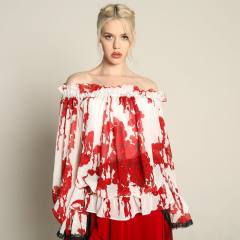 Bloody Rose Off Shoulder tunic 血蔷薇一字肩衬衫