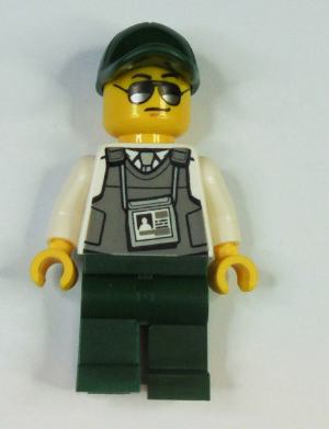 Security Officer - Dark Green Legs, Dark Green Cap with Hole, Sunglasses