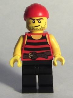 Pirate 6 - Black and Red Stripes, Black Legs, Scar