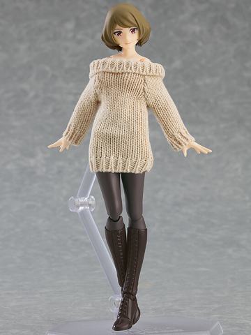 figma#574 女性素体 （千秋）与 露肩毛衣连衣裙