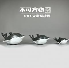 灰色海豚招财公仔-中号-资料图