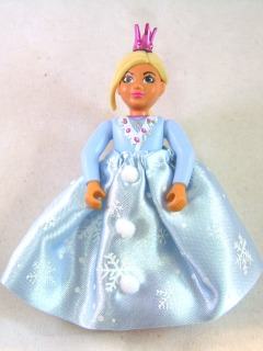 Belville Female - Girl with Light Blue Top with Fur Detail, Dark Pink Shoes and Long Light Yellow Hair, Skirt Long, Crown