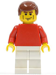 Plain Red Torso with Red Arms, White Legs, Reddish Brown Male Hair (Soccer Player)