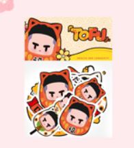 喵喵达摩异形贴纸