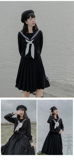 白三本浓绀黑色关西襟中间服-资料图
