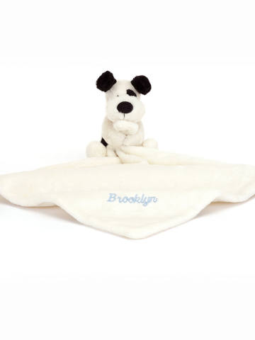 Personalised Bashful Black & Cream Puppy Soother