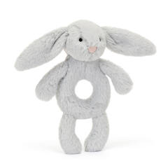 Bashful Bunny Ring Rattle-Silver