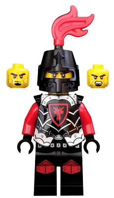 Castle - Dragon Knight Armor with Dragon Head, Helmet Closed, Red Plume, Black Bushy Eyebrows