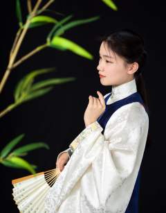 云白梅花蝴蝶提花缎 瑕疵款·琵琶袖衫-资料图