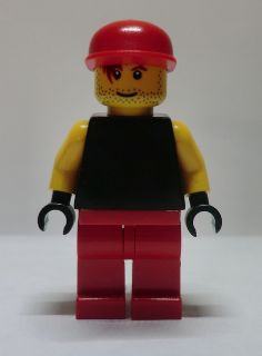 Plain Black Torso with Yellow Arms, Black Hands, Red Legs, Red Cap (Soccer Goalie)