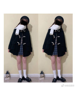 落肩款夹棉大衣