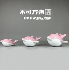 粉色海豚招财公仔-大号-资料图