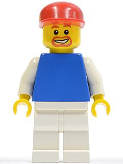 Plain Blue Torso with White Arms, White Legs, Red Cap (Soccer Fan)