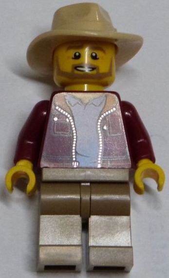 Larry Jones Adventurer - Dark Red Torso, Dark Tan Legs, Tan Hat