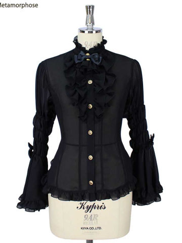  Princess Sleeve Blouse with Jabot (Crepe Weave) 