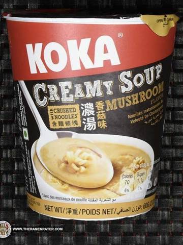 Creamy Soup With Crusjhed Noodles Mushroom Flavor