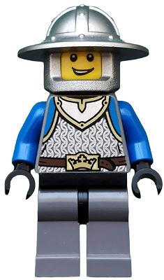 Castle - King's Knight Scale Mail, Crown Belt, Helmet with Broad Brim, Open Grin