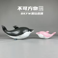 灰色海豚招财公仔-中号-资料图