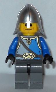 Castle - King's Knight Blue and White with Chest Strap and Crown Belt, Helmet with Neck Protector, Scared Face