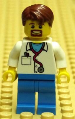 Doctor - Stethoscope, Dark Azure Legs, Reddish Brown Hair, Beard