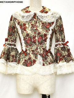  Gobelin Rose Print Princess Sleeve Blouse 