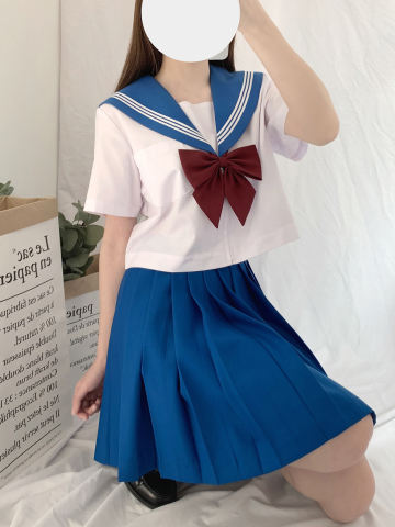 花绀领白三本 夏服