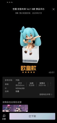 Fuwa Petit小坐系列 初音未来 vol.1 B款-资料图