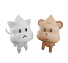 黏土模型套件 动物便便套装1 猫&熊