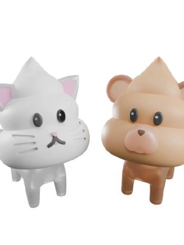 黏土模型套件 动物便便套装1 猫&熊
