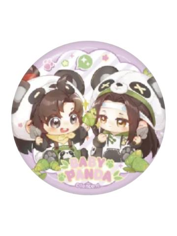 魏无羡&蓝忘机(马口铁徽章-偷吃吃)-动画七周年快闪BABY PANDA系列周边