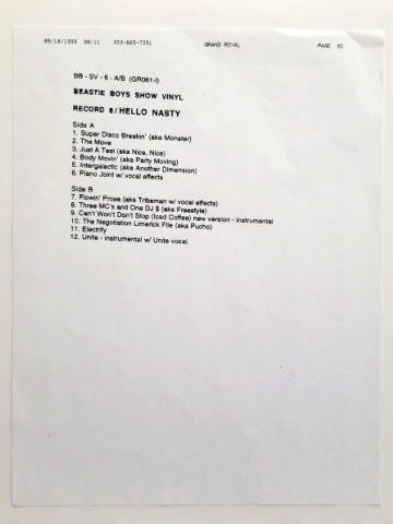 Show Vinyl Record 6 / Hello Nasty